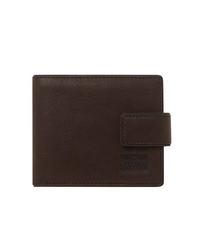 Men's Tab Coin Wallet In Chocolate Leather closed