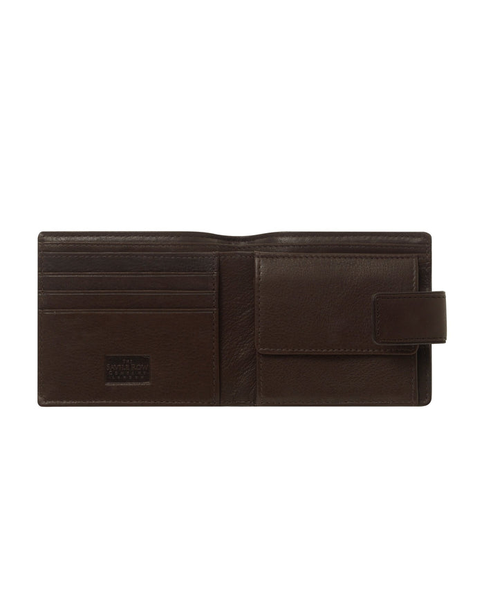 Men's Tab Coin Wallet In Chocolate Leather opened
