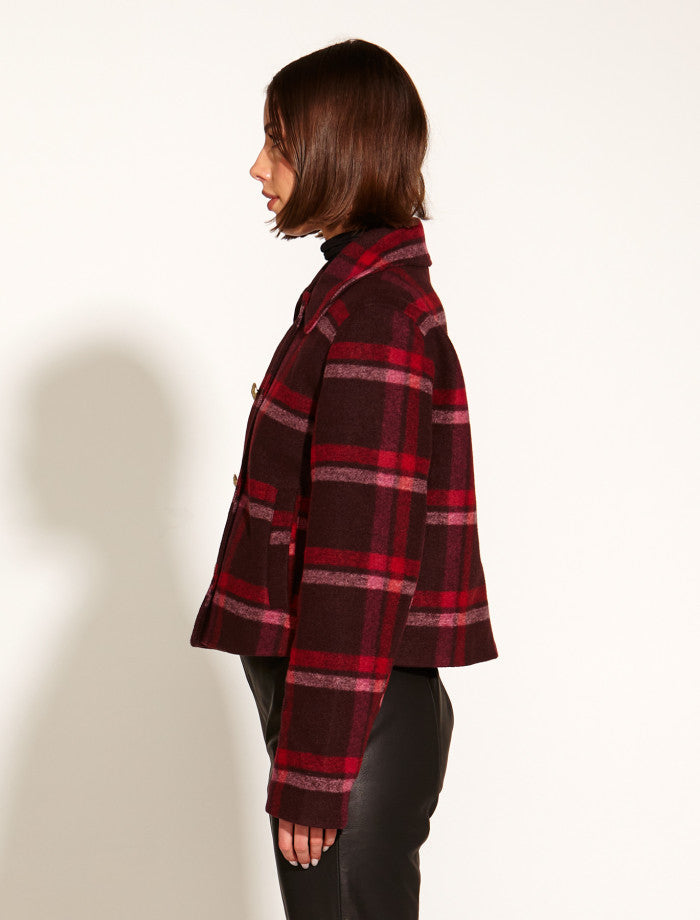 Fate & Becker cropped check jacket Pink Red gingham