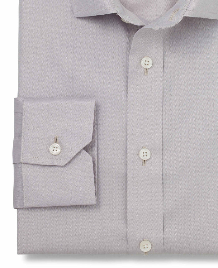 clarence grey fine herringbone made to measure shirt cuff detail