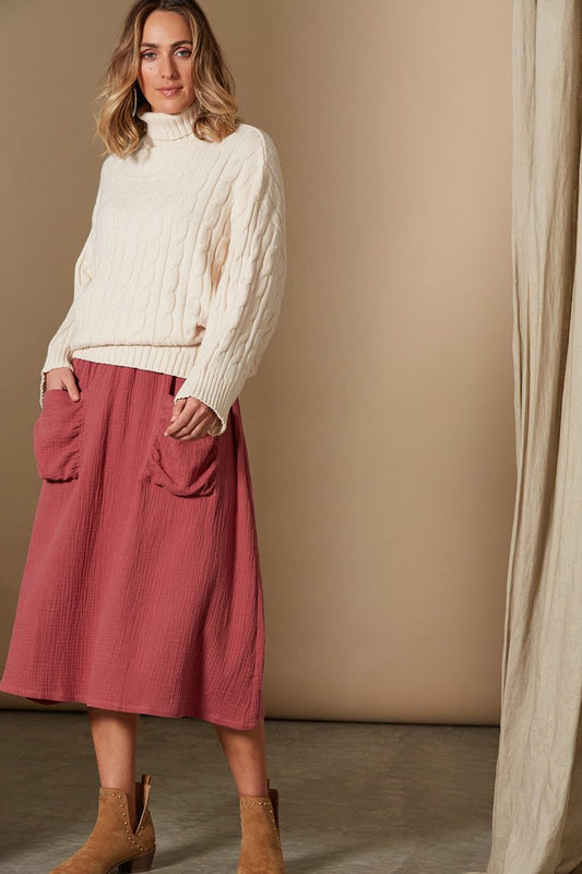cable knit women's sweater in a soft Cream | Isle of Mine
