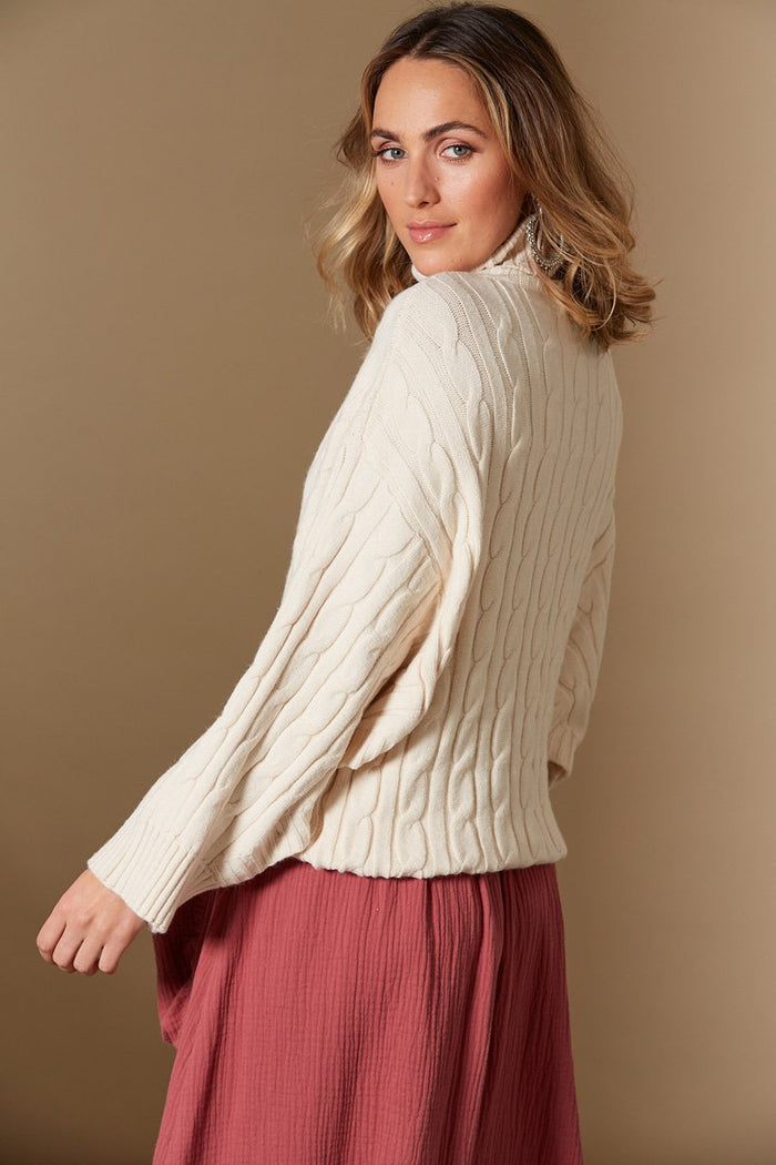 Clarity Cable Winter Knit Sweater Cream