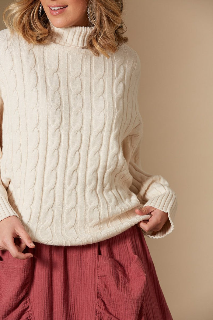 Soft viscose blend cable knit jumper | Isle of Mine