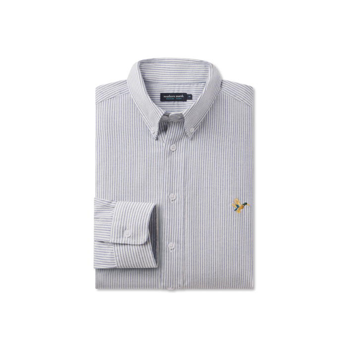 White & Blue Oxford Stripe