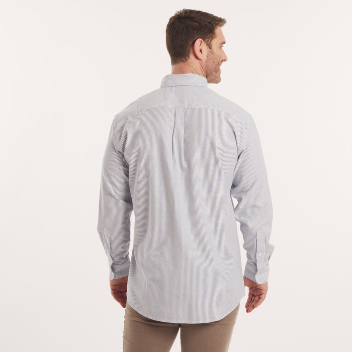 White & Blue Oxford Stripe | On Model 2 | Back