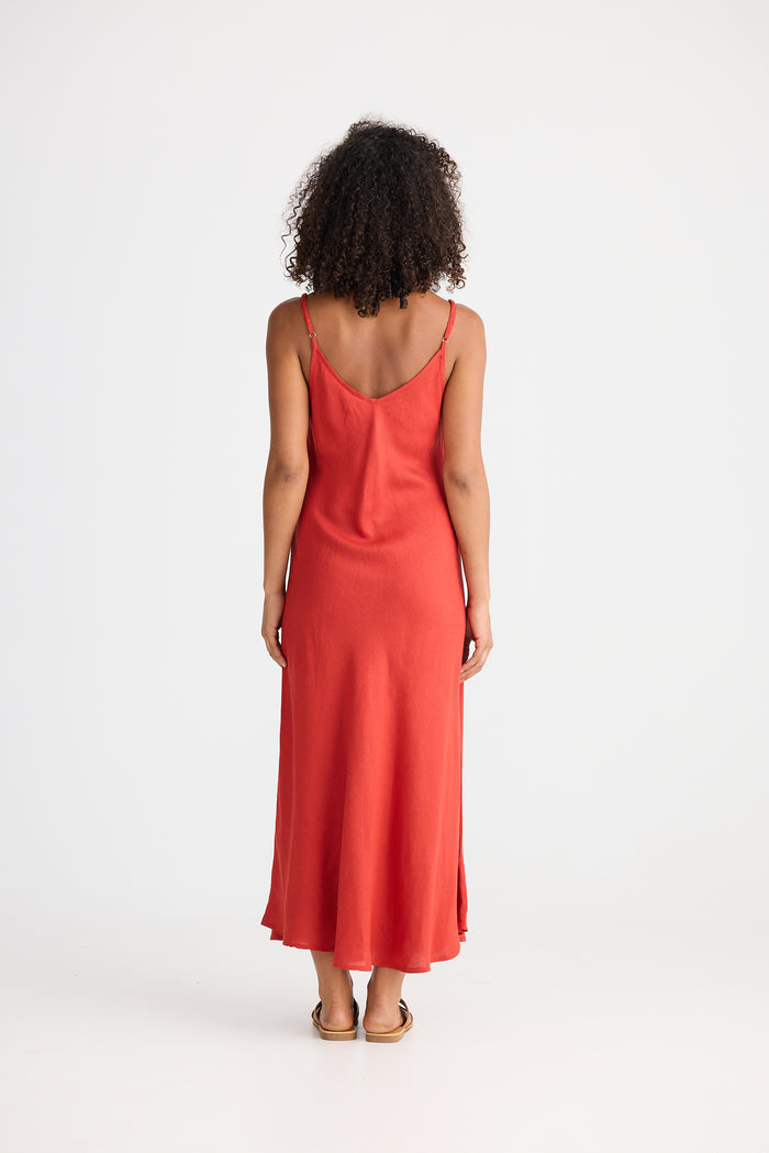 Coco Bias Dress (Cherry Linen Blend)
