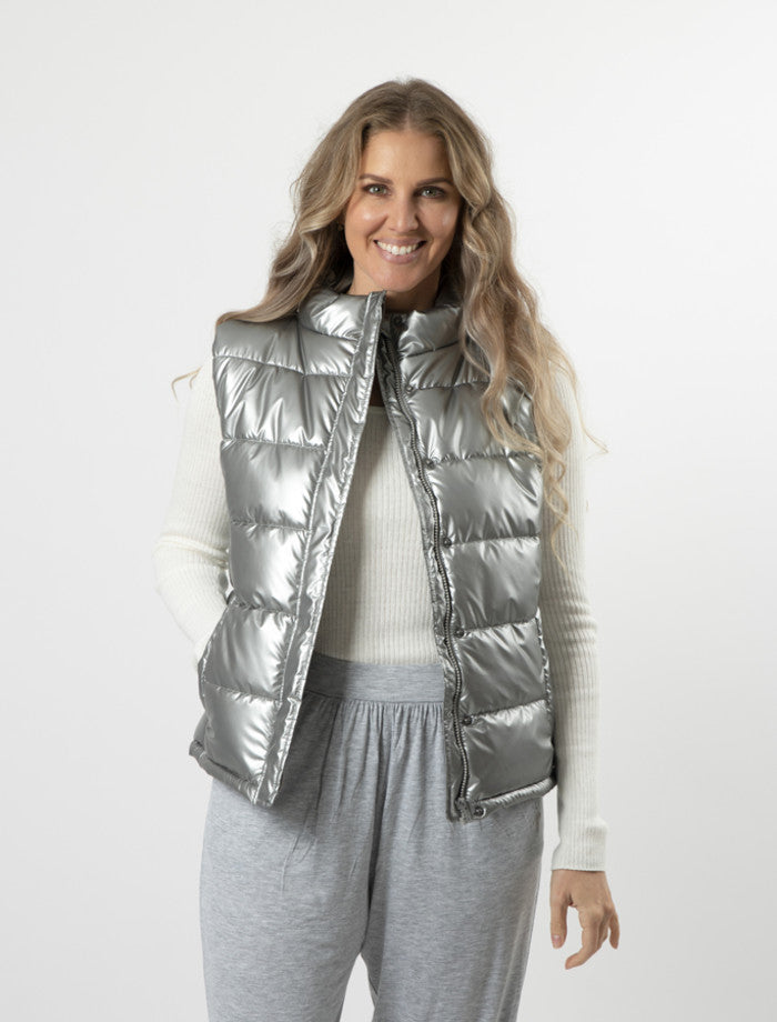 Stella + Gemma silver quilted puffer vest