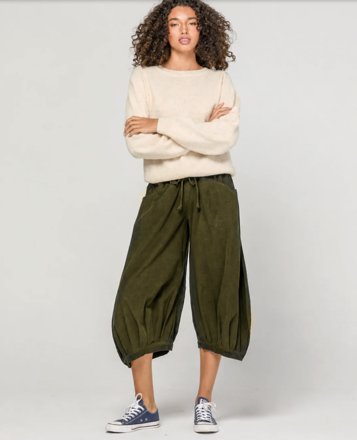 Boom Shankar Women's Olive Green Cord Guru Pant | Gretel Lane