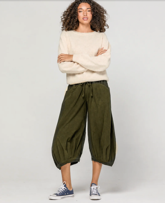 Boom Shankar Women's Olive Green Cord Guru Pant | Gretel Lane