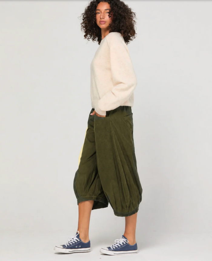 Boom Shankar Women's Olive Green Cord Guru Pant | Gretel Lane