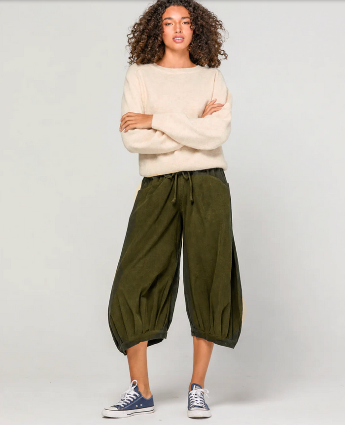 Boom Shankar Women's Olive Green Cord Guru Pant | Gretel Lane
