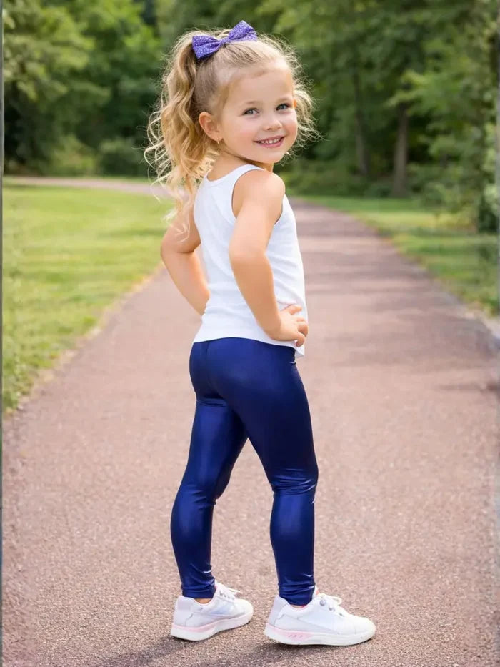 Crazy Chick Girls Shiny Stirrup Purple Leggings