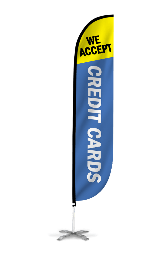 Credit Cards Accepted Feather Flag 12ft