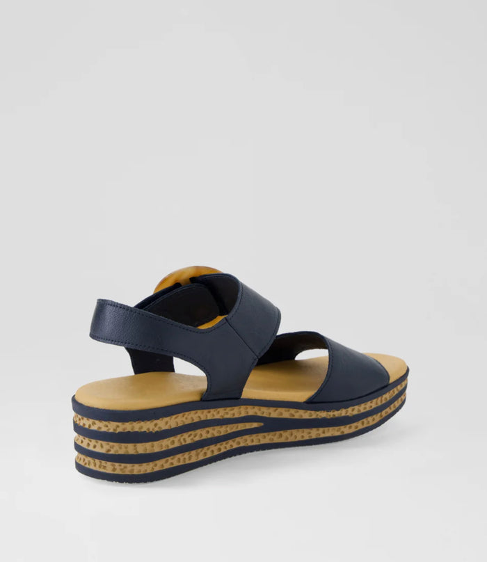 Django & Juliette Cubbie Women's Platform Sandal Navy Leather | Women's Shoes | Gretel Lane