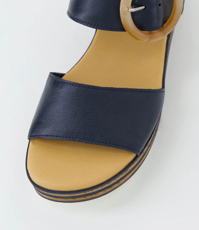 Django & Juliette Cubbie Women's Platform Sandal Navy Leather | Women's Shoes | Gretel Lane