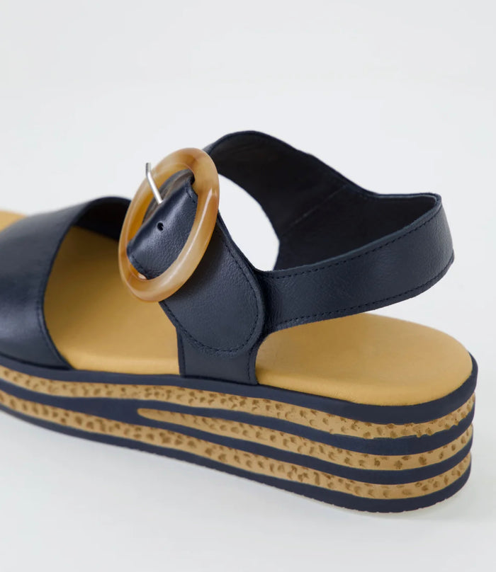 Django & Juliette Cubbie Women's Platform Sandal Navy Leather | Women's Shoes | Gretel Lane