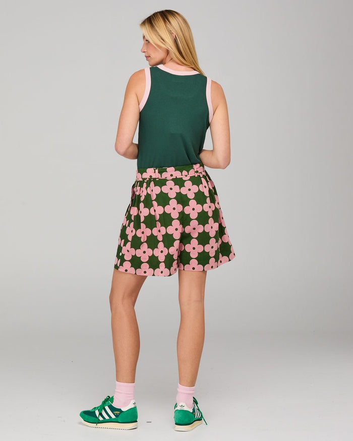 Boom Shankar Green & Pink Flower Print Short | Gretel Lane