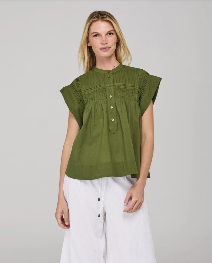 Boom Shankar Women's Khaki Cotton Danika Top | Gretel Lane