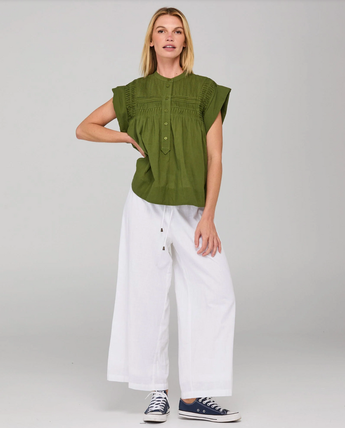 Boom Shankar Women's Khaki Cotton Danika Top | Gretel Lane