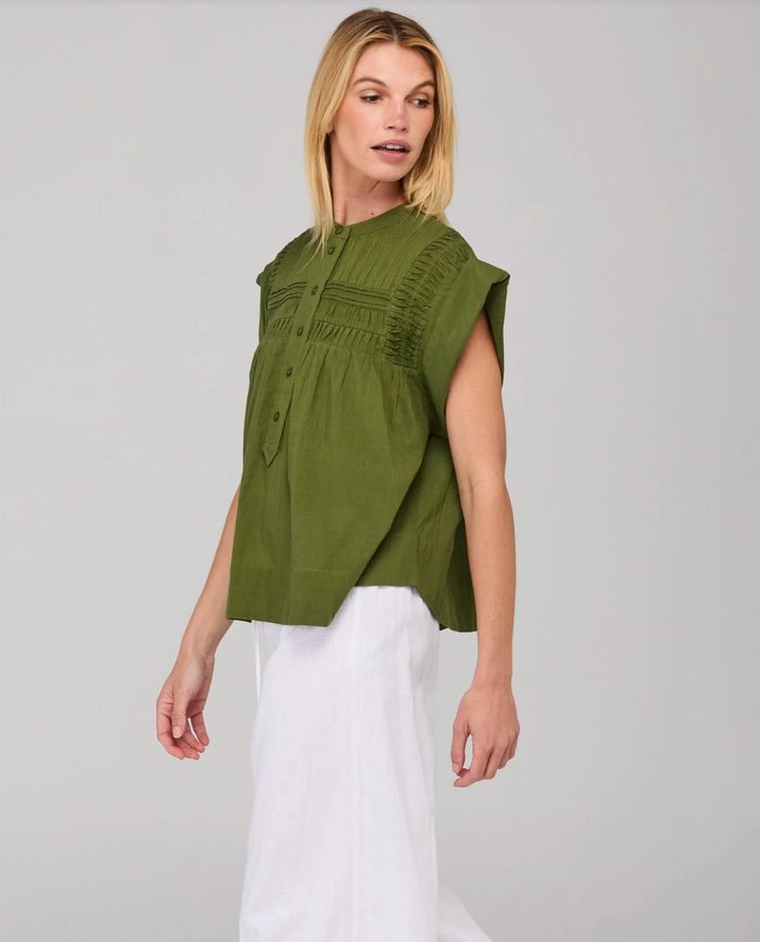 Boom Shankar Women's Khaki Cotton Danika Top | Gretel Lane