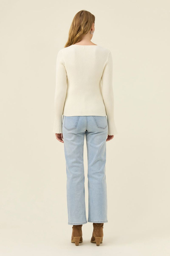 Isle of Mine Women's Ivory Darby Ribbed Knit Long Sleeve Top | Gretel Lane