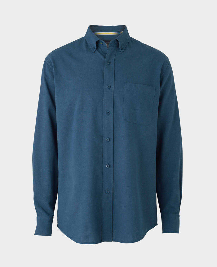 Men's Dark Blue Linen Cotton Classic Fit Button-Down Casual Shirt mannequin
