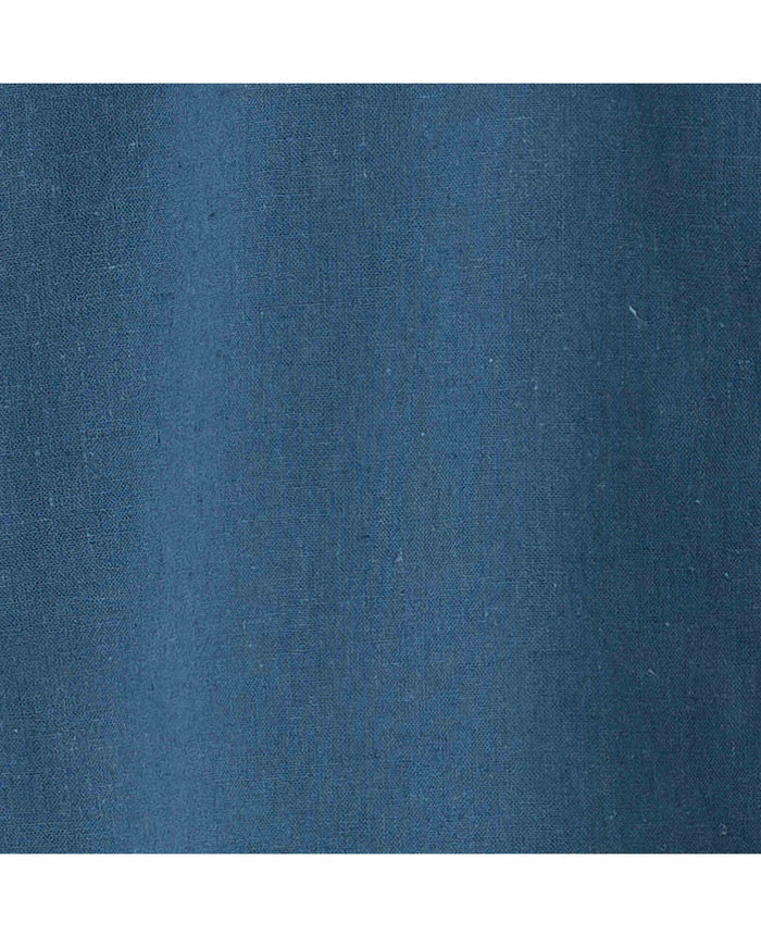 Men's Dark Blue Linen Cotton Classic Fit Button-Down Casual Shirt fabric detail