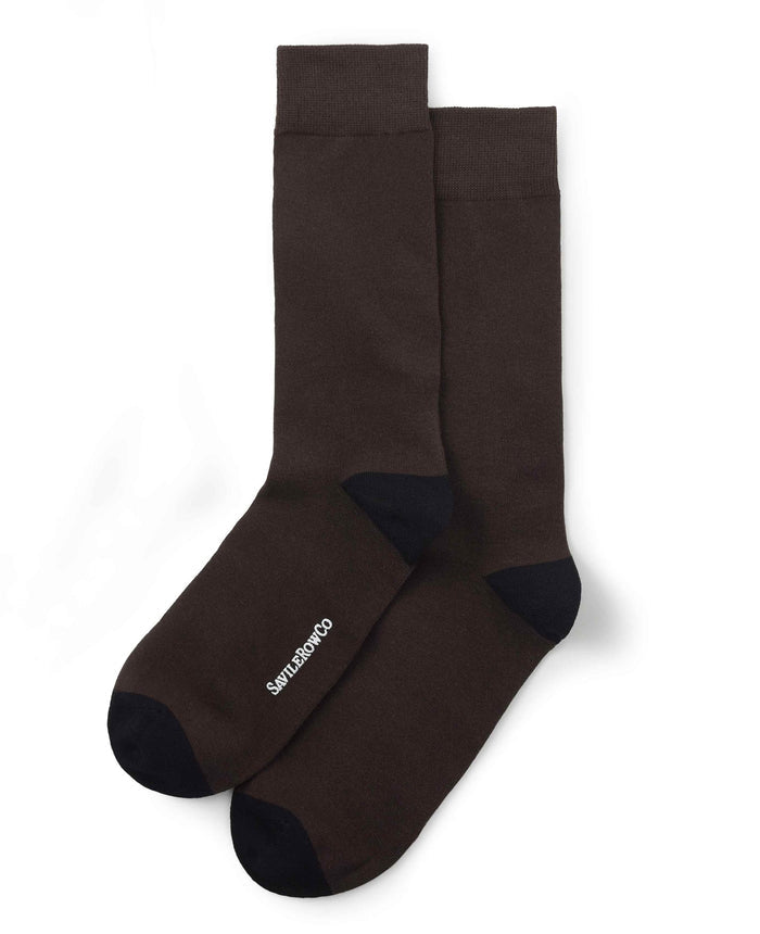 Men's Dark Brown Cotton Rich Socks Three Pack pair view