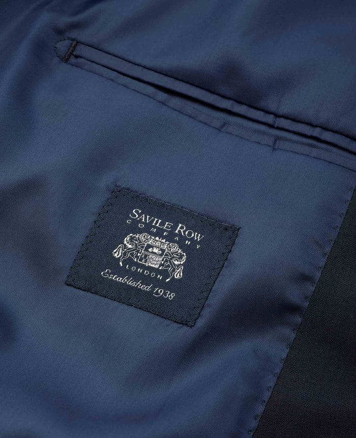 Dark Navy Wool Blend Tailored Double Breasted Suit Jacket