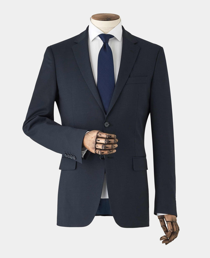 Dark Navy Wool Blend Tailored Suit Jacket