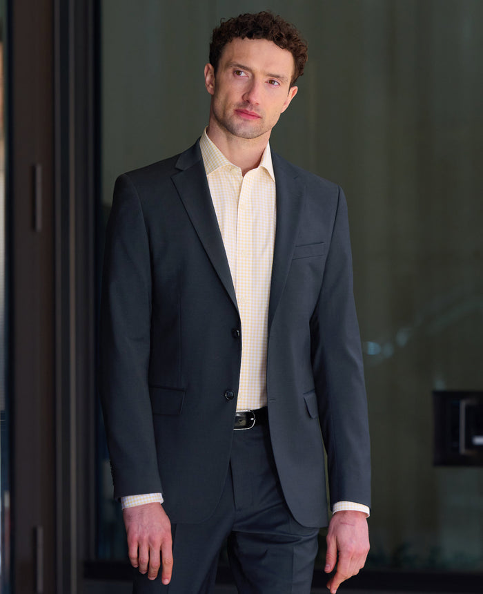 Dark Navy Wool Blend Tailored Suit Jacket