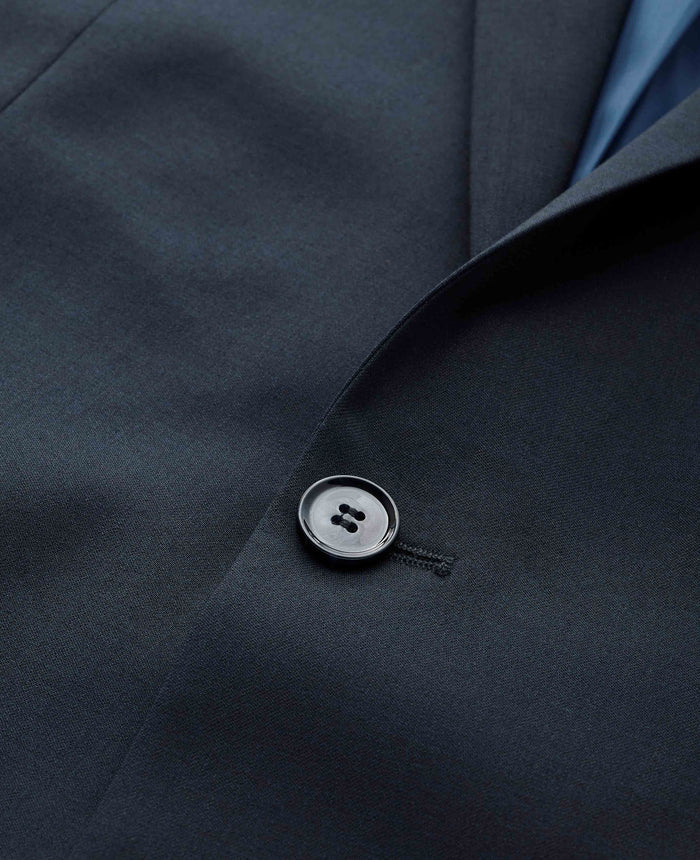 Dark Navy Wool Blend Tailored Suit Jacket