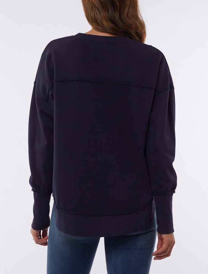 Navy women’s crew neck sweatshirt | Foxwood