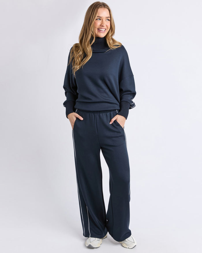 Foxwood Women's Navy Tracksuit Deluxe Pant with White Piping | Gretel Lane
