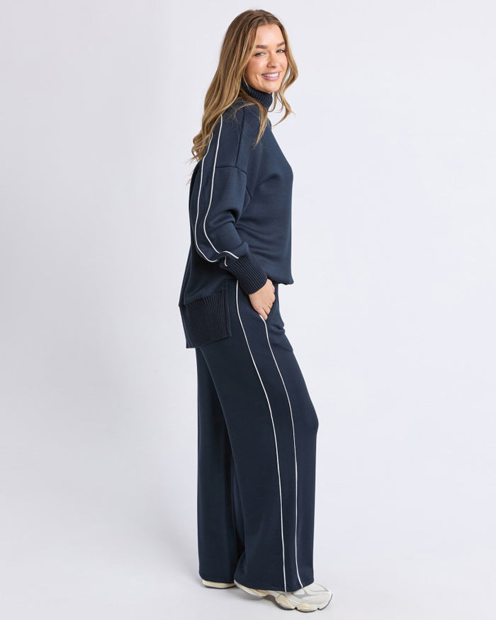 Foxwood Women's Navy Tracksuit Deluxe Pant with White Piping | Gretel Lane
