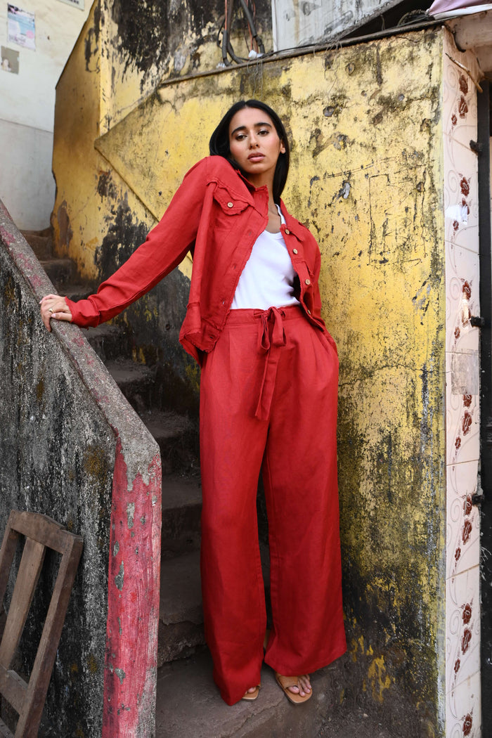 Dickens Pant (Cherry Linen Blend)