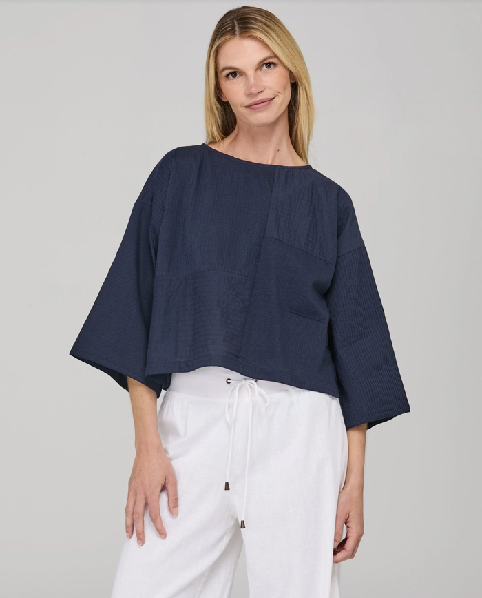 Boom Shankar Women's Navy Dimple Top | Gretel Lane