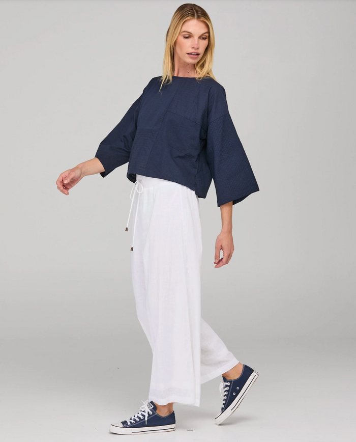 Boom Shankar Women's Navy Dimple Top | Gretel Lane