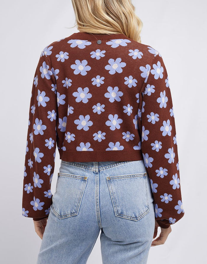 All About Eve Dolly Knit Crop Cardigan in Brown Floral