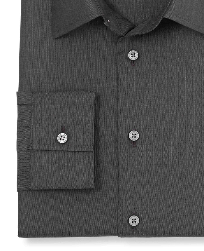 dominic dark grey herringbone made to measure shirt cuff detail