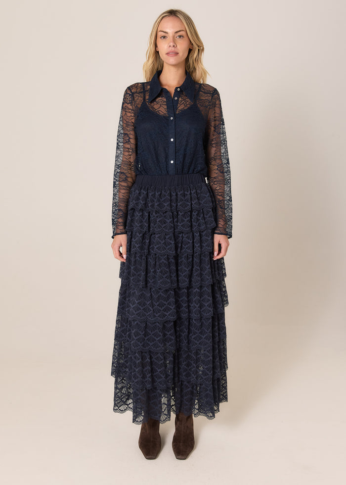 Domino Maxi Skirt (Navy)
