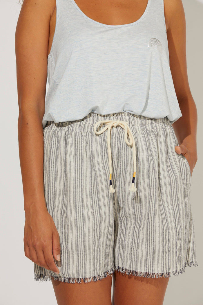 Women's striped summer shorts with elastic waist | Haven