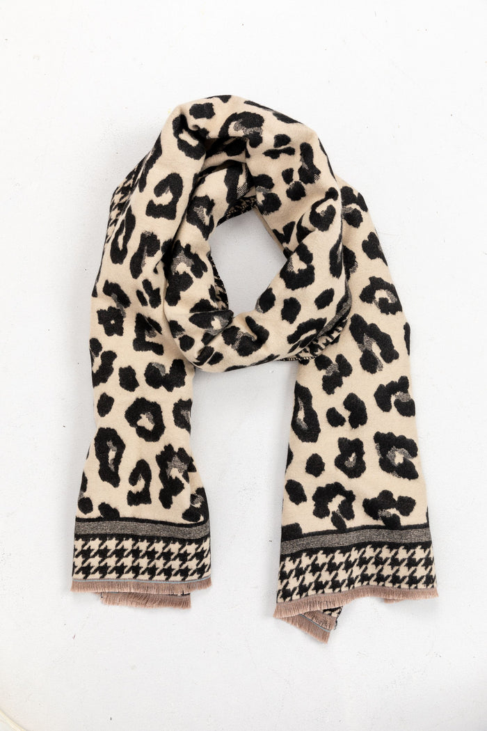 Durban Leopard Print Winter Scarf Black/White