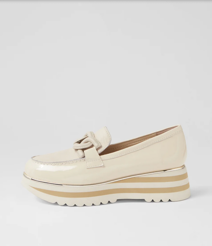 Women's Beige Leather Flatform Loafers | Gretel Lane