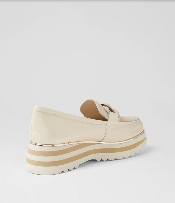 Women's Beige Leather Flatform Loafers | Gretel Lane