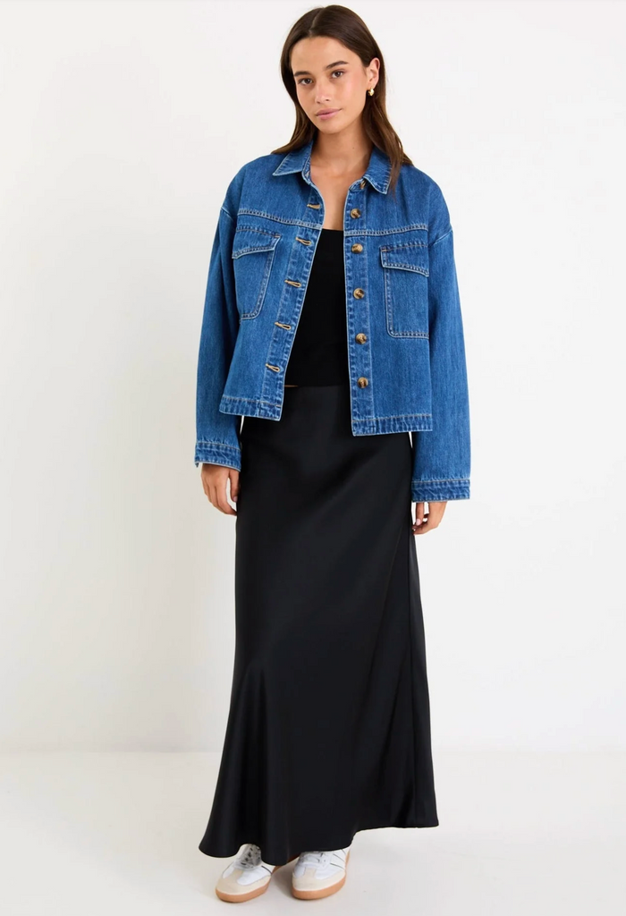 Among the Brave Echo Patch Pocket Denim Jacket in Storm Blue | Women's Jackets | Gretel Lane