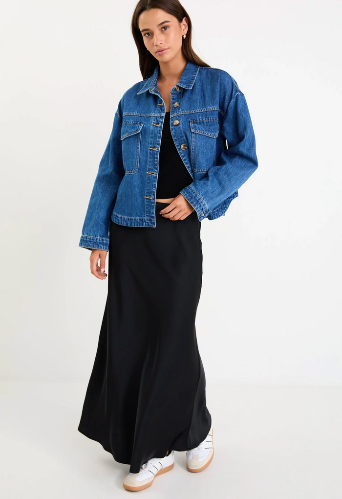 Among the Brave Echo Patch Pocket Denim Jacket in Storm Blue | Women's Jackets | Gretel Lane