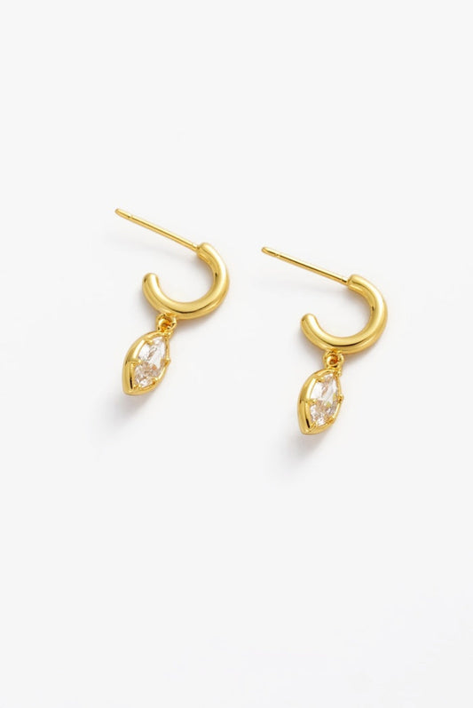 Zafino Gold Eden Hoop Earrings with Crystal Drop Detail | Gretel Lane