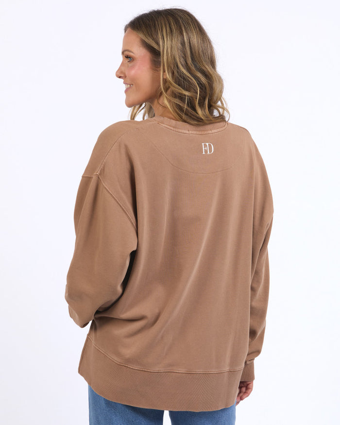 Foxwood Women's Brown Cotton Effortless Crew Sweatshirt | Gretel Lane