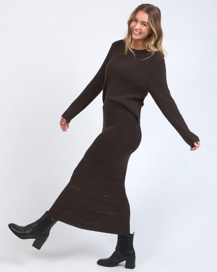 Elka Knit Skirt (Coffee Bean)